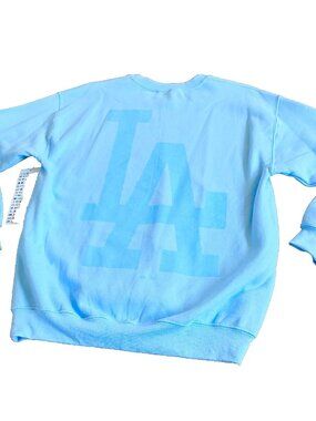 NWT LA Dodgers MLB Fleece Sweatshirt Men's M Baby Blue Pullover Back Logo